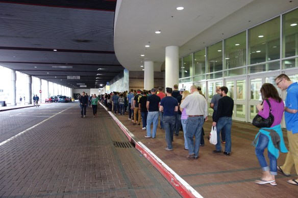 The line around the back of the convention center to get in